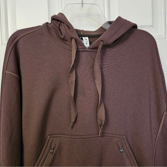 Athleta Recover Hoodie Women's Small Smoked Almond Brown Drawstring Gym EUC - Picture 6 of 8